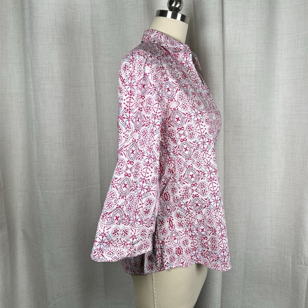 Foxcroft Easy Care Button Down Geometric Pink Blu… - image 7